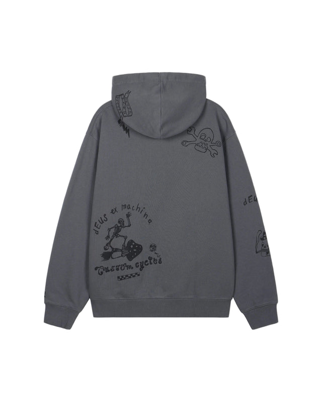 DOODLE DYED HOODIE - CHARCOAL
