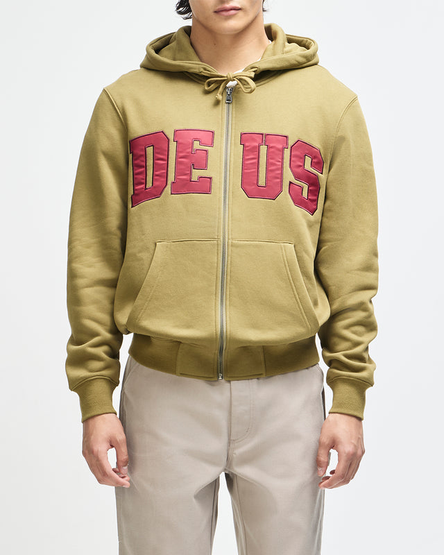 VICTORY LAP ZIP HOODIE - OLIVE GREEN
