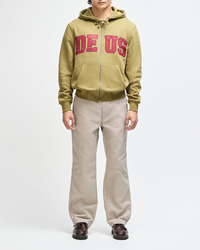 VICTORY LAP ZIP HOODIE - OLIVE GREEN