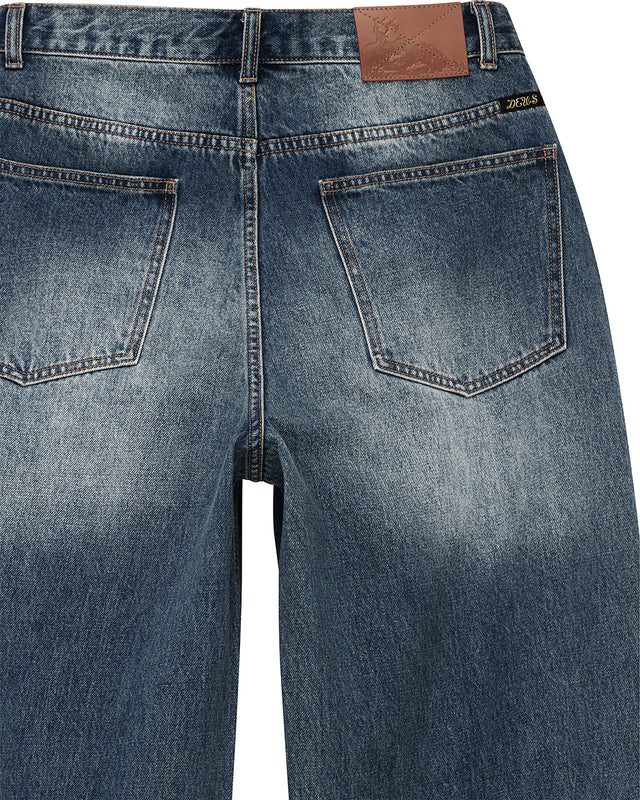 DRIFT LINE WIDE JEAN - MID INDIGO
