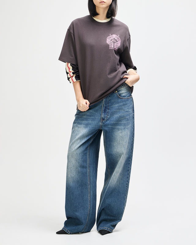 UPSTAIRS OS TEE - ANTHRACITE