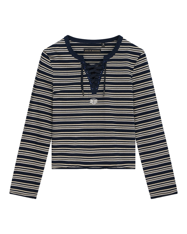 STOPPA LACE UP TOP - NAVY STRIPE