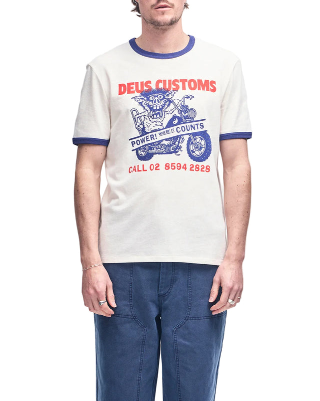 POWER! RINGER TEE - DIRTY WHITE