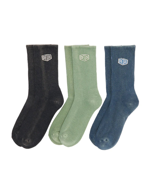 SHIELD GARMENT DYED SOCKS 3PACK - MULTI