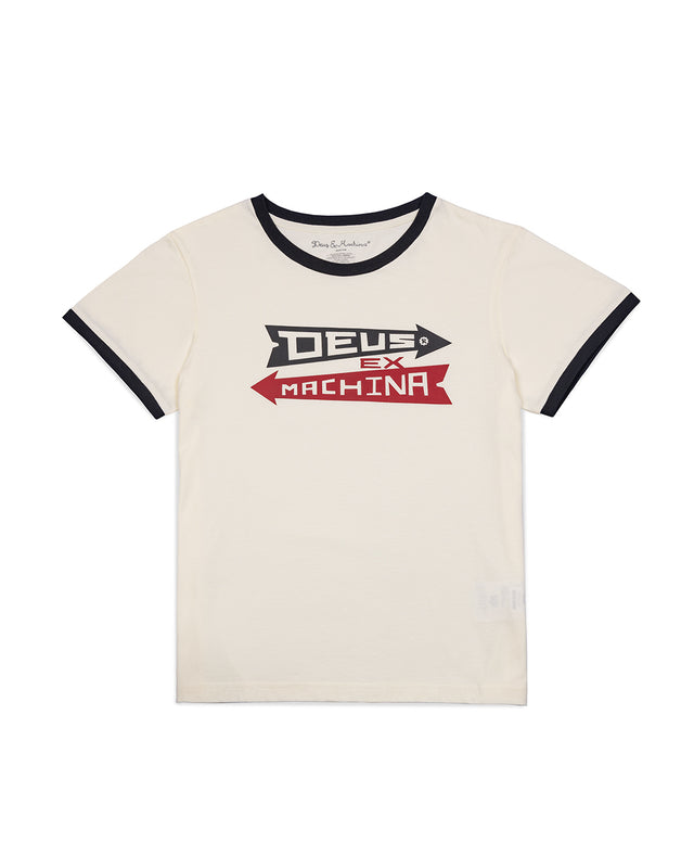 WOMEN ARROW RINGER TEE - PRISTINE WHITE